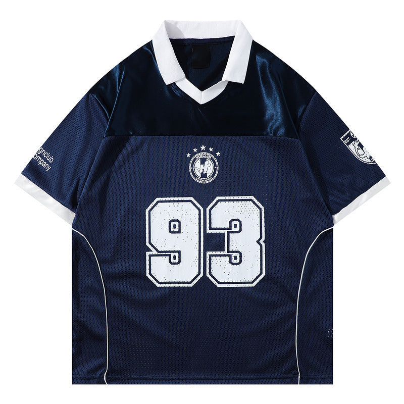Retro Navy Blue Soccer Jersey – Number 93, Classic Team Style