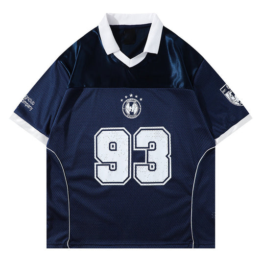 Retro Navy Blue Soccer Jersey – Number 93, Classic Team Style